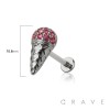 MULTI CZ ICE CREAM CONE TOP THREADLESS (PUSH IN) 316L SURGICAL STEEL LABRET SET